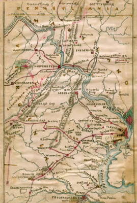 Regional Map Of Virginia, Maryland And Pennsylvania 1863 Map OLD PHOTO PRINT