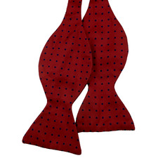 1960s Vintage Bowtie Mens Butterfly Self-Tie Bow Necktie Polka Dot Silk Trad Ivy