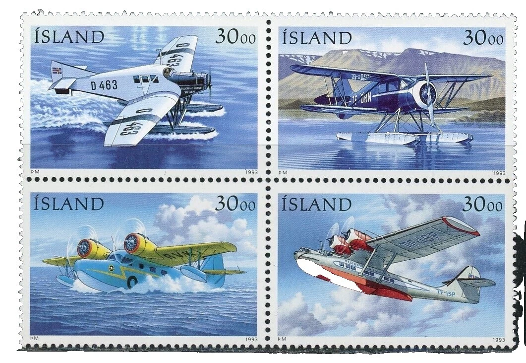 Bloques de estampillas islandés de Aviación
