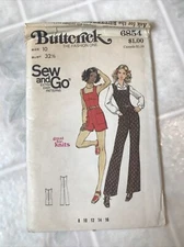Vintage Butterick Sew & Go 70s Women's Overall Pattern 10 Bust 32 1/2