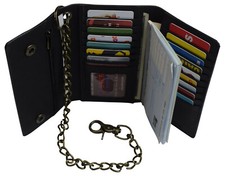Black Vintage Leather RFID Blocking Men's Biker Chain Wallet Motorcyclist