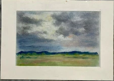 Franz Ehmke *1928 -2018 DDR Painter Field and Cloud Landscape in Blankenfelde