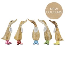 DCUK Spotty Welly Medium Wooden Duckling Choice of Colour Rustic Home Accessory