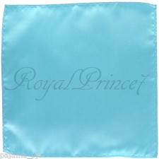 Brand Q New Men's SOLID Pocket Square Hankie Only Blue 10" x 10" Wedding Prom