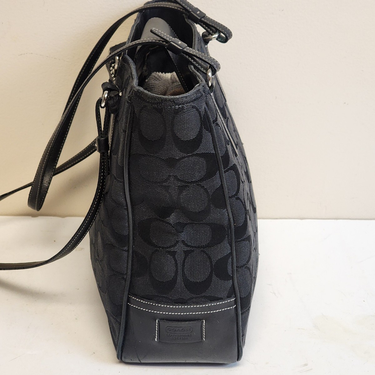 COACH Vintage Black Mini Canvas Tote Signature Monagrammed