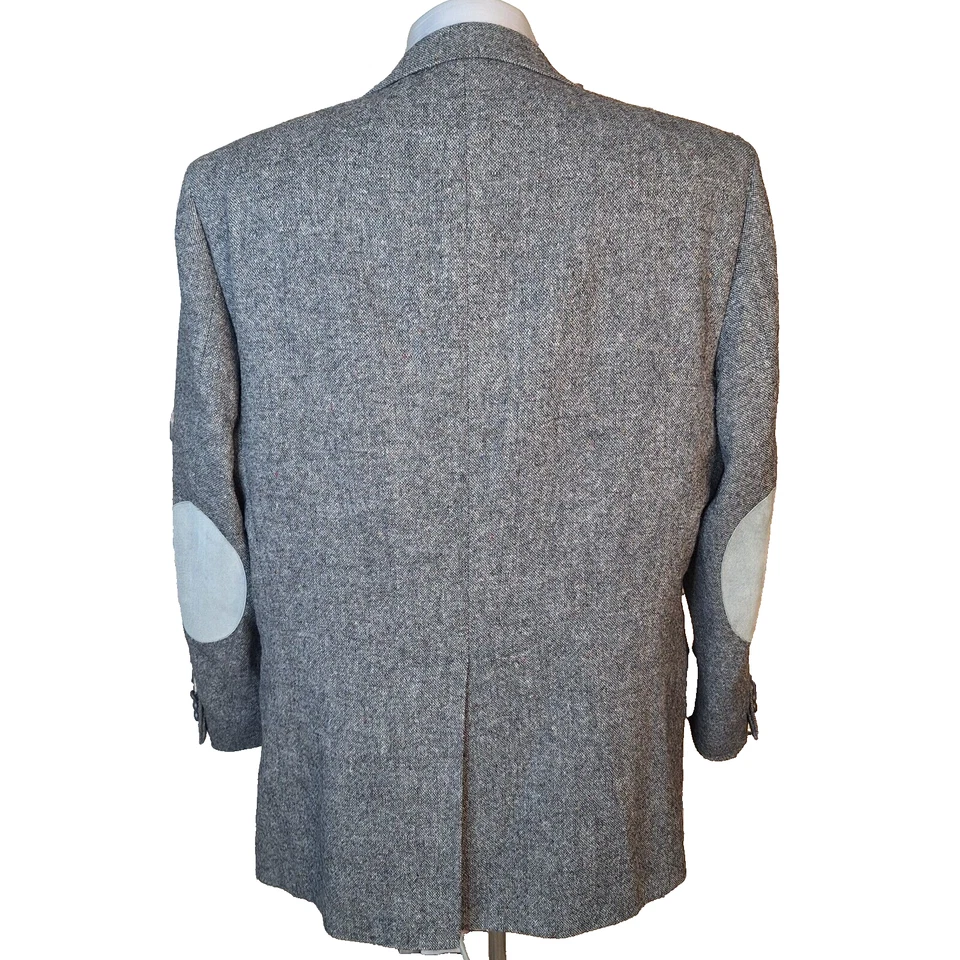 Abrigo deportivo Burt Pullitzer para hombre 46L gris tweed parches en el codo Foto 3 de 4