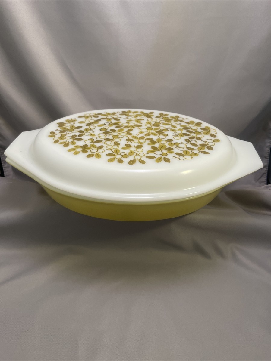 Pyrex Verde Olive Green Wide 1 Qt Oval Divided Dish Vegetable