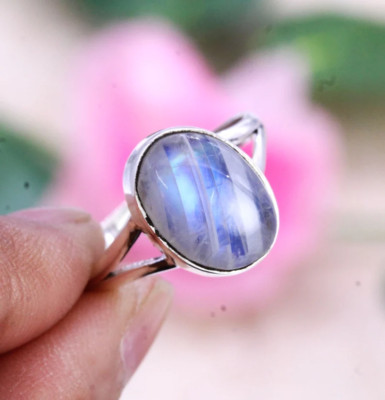 Moonstone 925 Sterling Silver  Ring Handmade christmas Jewelry Gift For Her A-26