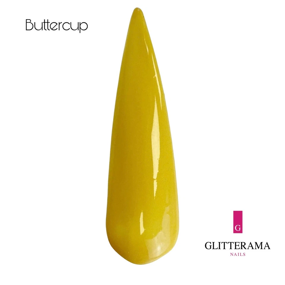 BUTTERCUP Glitterama Nails coloured acrylic powder lemon yellow bright neon