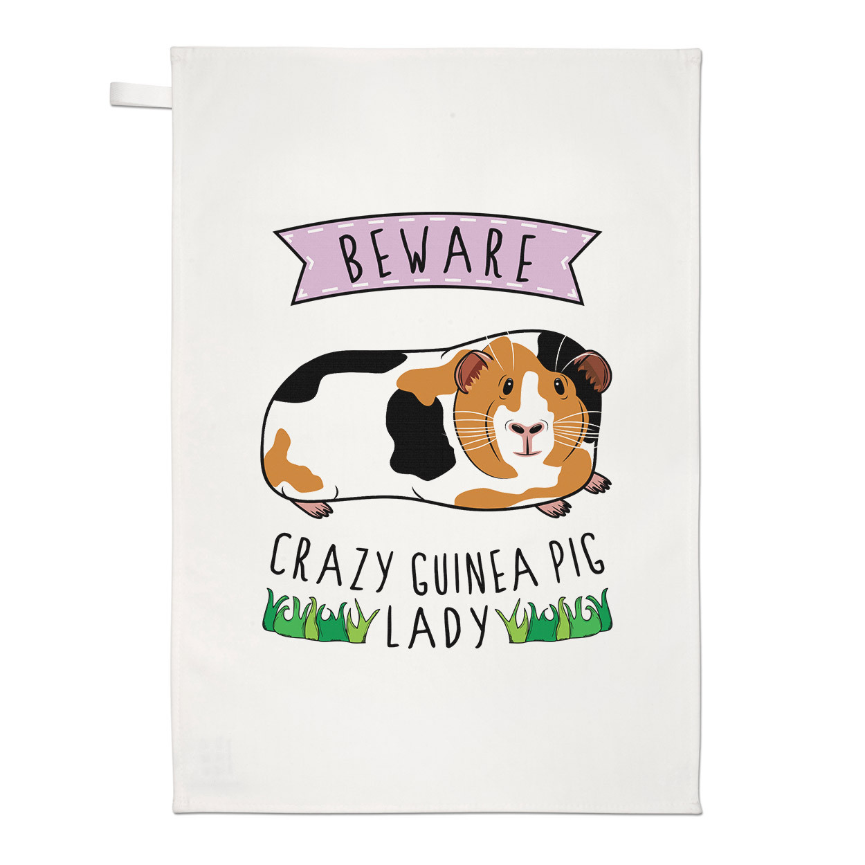 Beware Crazy Guinea Pig Lady Tea Towel Dish Cloth - Funny Animal