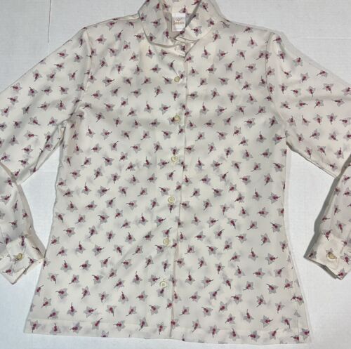 Vtg Jantzen Button Up Shirt Blouse Floral Long Sl… - image 1