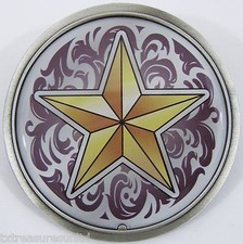BELT BUCKLES Star Western Scroll Golden Yellow Maroon Antiqued Silver Circle NEW