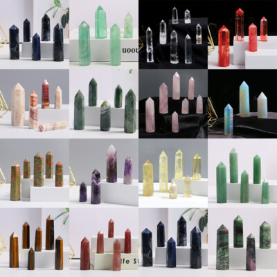 3~10CM Natural Quartz Crystal Tower Point Reiki Healing Obelisk Hexagonal Wand