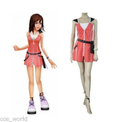 kairi pink dress Kingdom Hearts Kairi Girls Pink Dress Skirt Cosplay Costume Hand-Costum