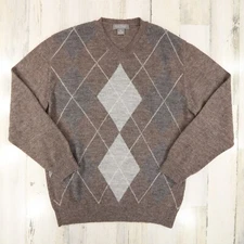 Daniel Cremieux Sweater Mens Medium Signature Collection Argyle Alpaca Wool
