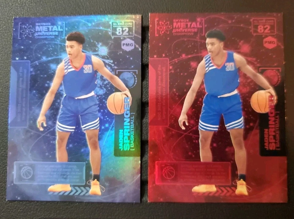 Jaden Springer 2021 Skybox Metal Universe Champions #82 /25 BLUE ,  RED PMG /150 - Image 3 of 4