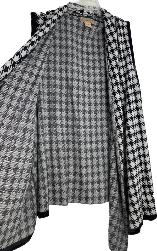 Suéter cárdigan abierto sin mangas Art and Soul para mujer negro blanco espiga XL Foto 4 de 4