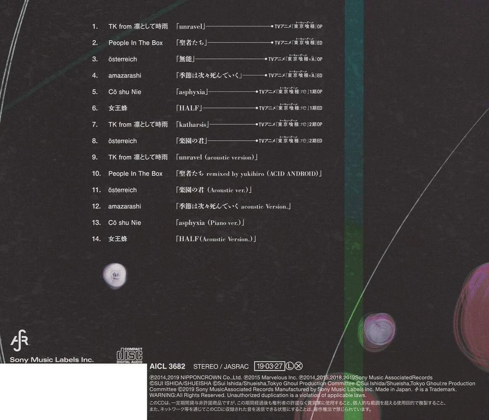 TOKYO GHOUL:RE-AUTHENTIC SOUND CHRONICLE COMPILED BY SUI ISHIDA-JAPAN CD New - Image 4 of 4