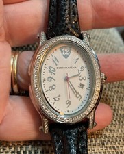 BCBG MaxAzria Bling Crystal Stones Watch, 8  , Oval Leather Croc Style Band RUNS