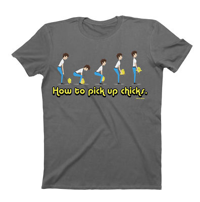 How To Pick Up CHICKS Baumwolle T-Shirt Herren Fit Erwachsene Humor Spruch Lustig