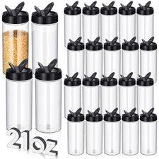 24 Pieces Plastic Spice Containers Plastic Spice Bottles Clear Reusable Large...