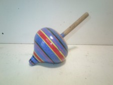 Clean Vintage 3" Toy Wooden Spinning Top Good Spinning FREE SHIPPING