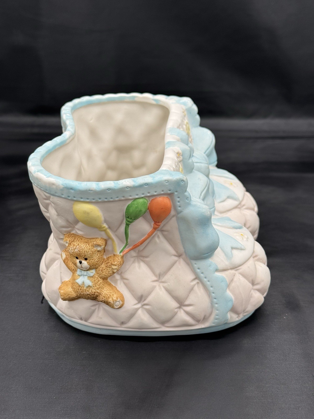 VTG,Baby Double Bootie Planter/Gift,Baby Shower Centerpiece/Bear With Balloons