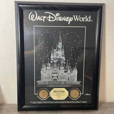 Disney Magic Kingdom Cinderella Castle Archival Etched Glass Panel 24kt Gold WDW
