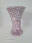 Vintage McCoy 8" Lavender Swirl Spiral Ribbed Footed Vase Planter USA