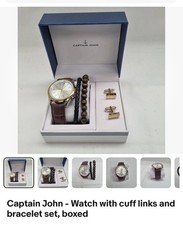 Captain John - Watch with cuff links and bracelet set, boxed