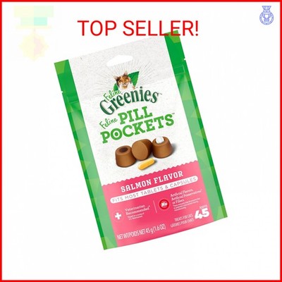 Greenies Feline Pill Pockets for Cats Natural Soft Cat Treats, Salmon Flavor, 1.