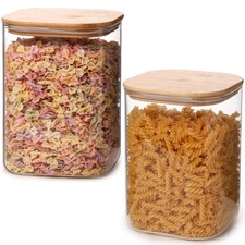 Glass Food Storage Jars 3.6 Qt Set of 2,Glass Storage Containers Clear Glass ...
