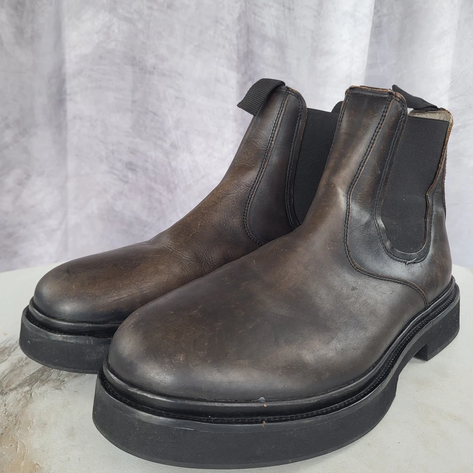Botas Chelsea gruesas de cuero liso All Saints JonBoy para hombre talla 46 D carbón Foto 4 de 4