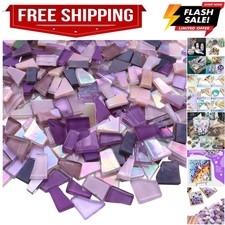 Purple Mixed Irregular Glass Mosaic Tiles for Art Crafts, 9oz Value Pack Mosa...