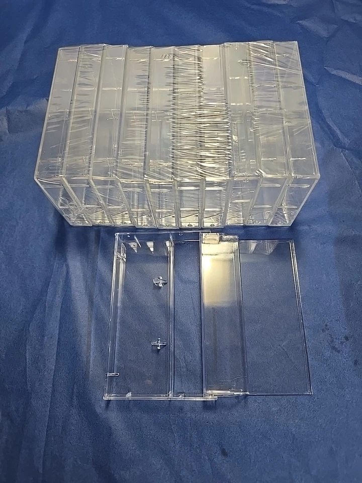 Cassette Tape Case | 10 Pack | Crystal Clear Polystyrene Includes Posts| Classic