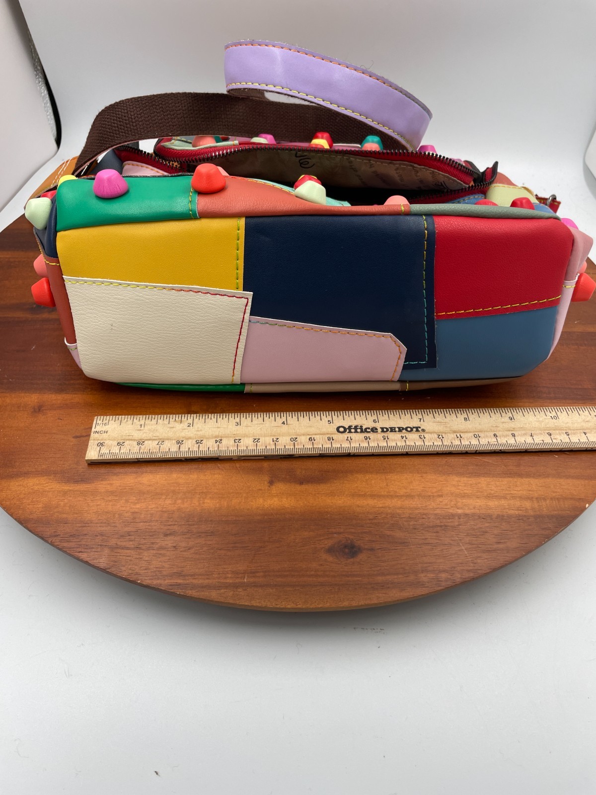 Multi-dot patchwork messenger bag - image 6