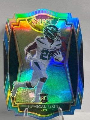 La Mical Perine 2020 Panini Select Premier Light Blue Die Cut RC New York Jets