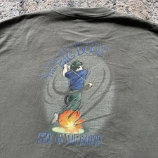 Vtg Big Dogs Golf T Shirt “Stay Off The Range” XXL Olive Green Funny Tee 90s USA