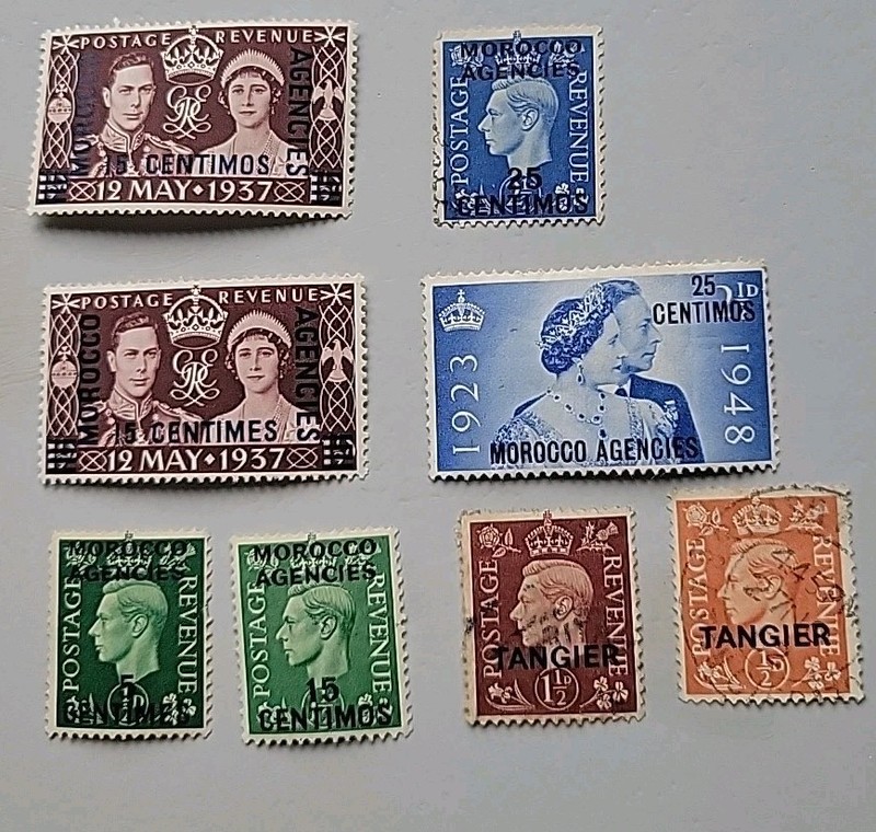 8 George VI Stamps With Overstamps MOROCCO AGENCIES STAMP AND TANGIER. All Look 