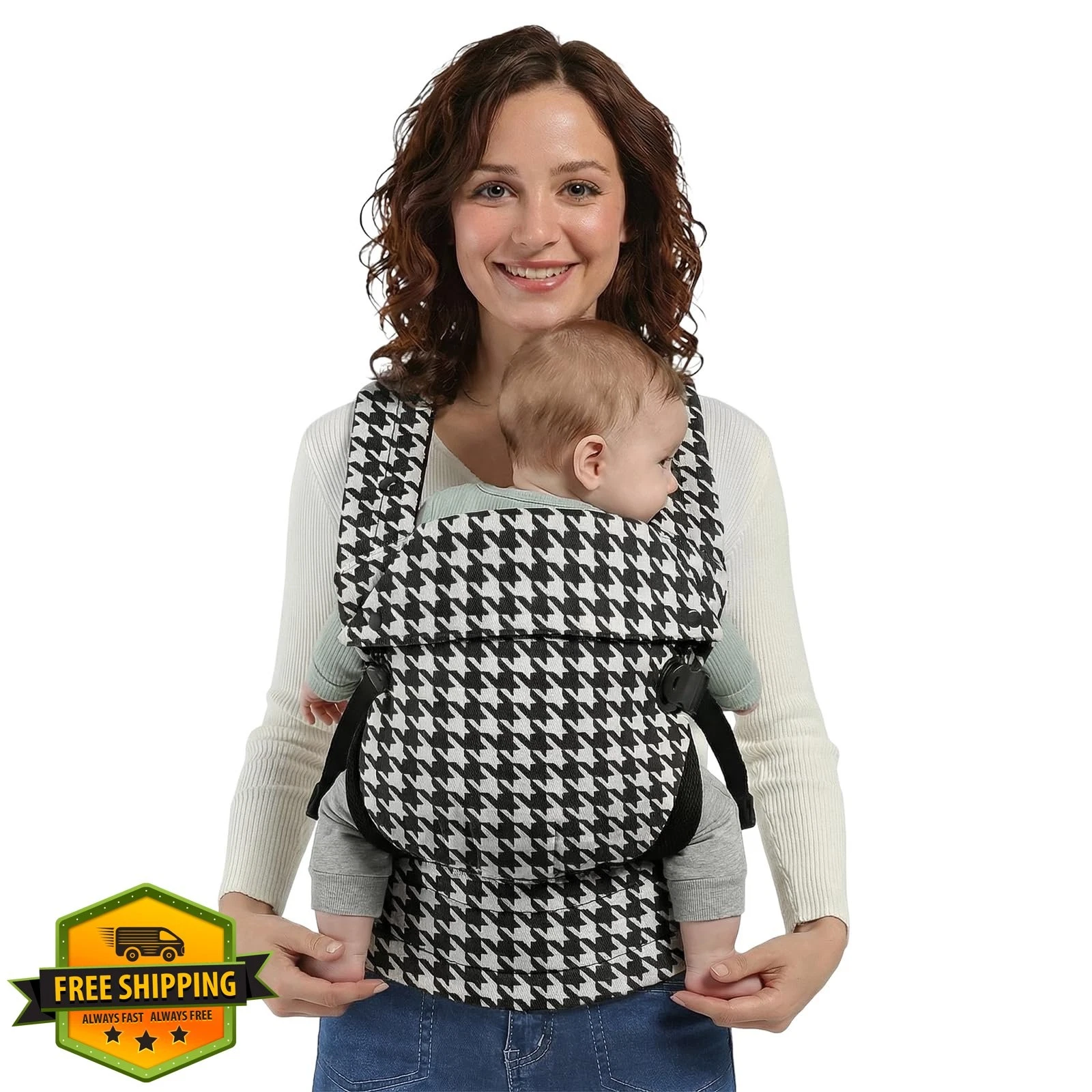 MISSWISDOM Baby Carrier Newborn Toddler Adjustable Black Houndstooth