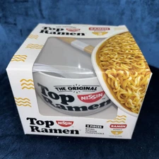 Top Ramen Bowl Set – Bowl, Soup Spoon, & Chopsticks – 3 Piece Gift Bundle New