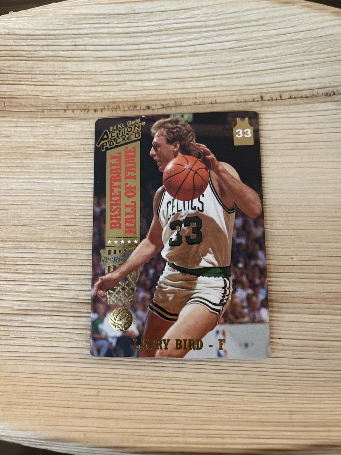 1993 Action Packed Basketball Hall of Fame - Larry Bird 24 Kt Gold Trading Card