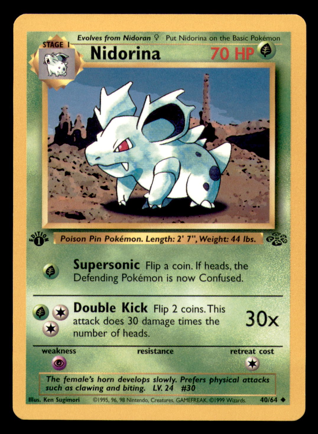 Nidorina 40/64 Uncommon Jungle Pokemon 1st Edition Near Mint