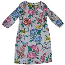 Boden Silk Blend Bird floral Tunic 3/4 sleeve Dress size 6 Gray Lined Spring