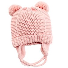 Baby Beanie Hat Warm Fleece Lining 6-12 Months Winter Pink