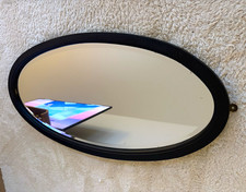 Oval Wall Mirror Black Wood Frame Antique Style 84x41cm Wall Mounted V/H