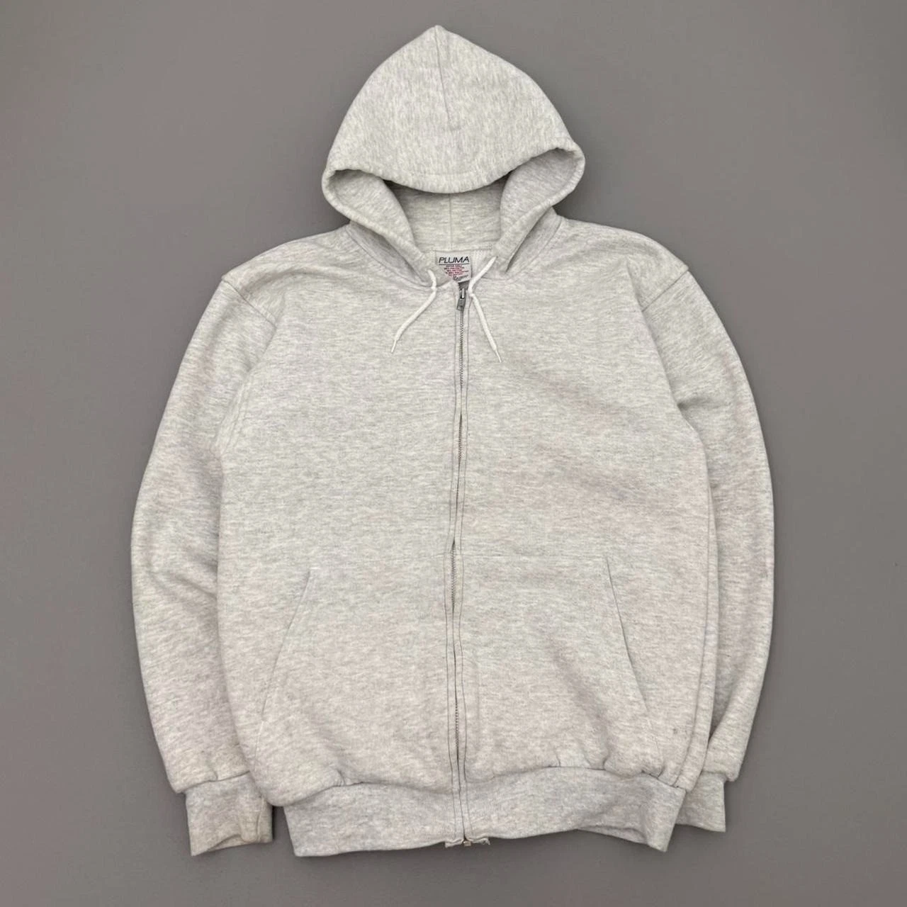 Vintage 90s Pluma Thermal Lined Zip Up Hoodie Heather Grey Full Zip Size Medium