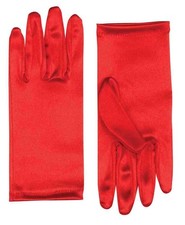 9" Red Satin Adult Female Costume Gloves One Size