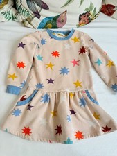 MINI BODEN Stars 8-9 Sweatshirt Dress with Pockets, Light Peach Blue