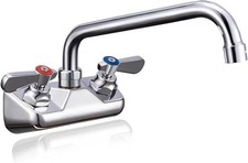 Leak-Free Commercial Sink Faucet 4" Spread Center 10" Spout Wall Mount Bar